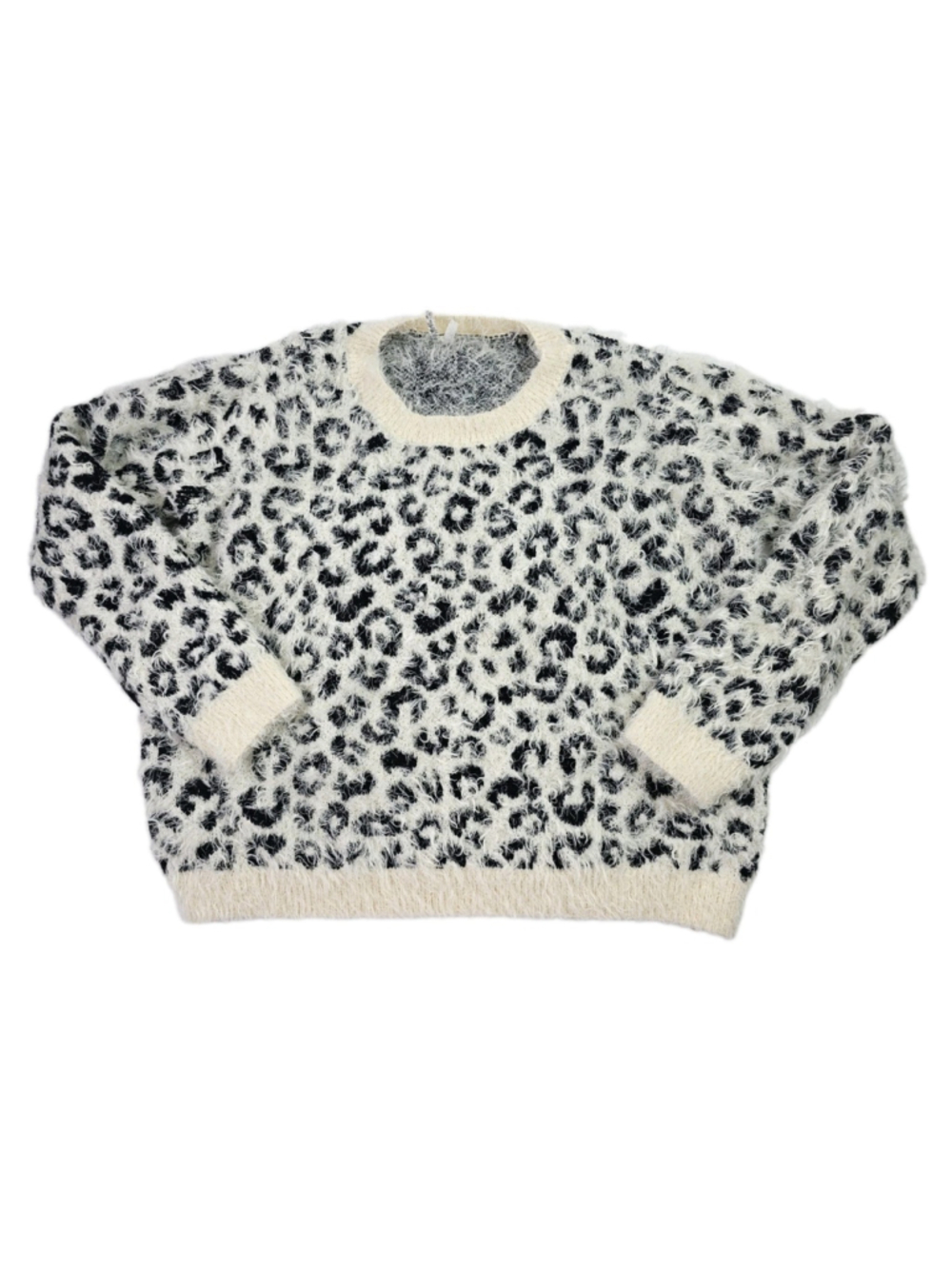 Mudd Sweater Fuzzy Furry Leopard Cheetah Print Sweater Pullover Y2K Women's XXL